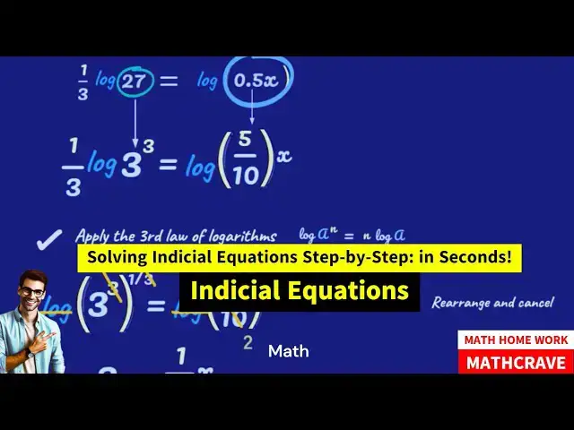 Video thumbnail for 🚀 Solving Indicial Equations Step-by-Step: Master Logarithms with This Easy Tutorial! 🔍📐