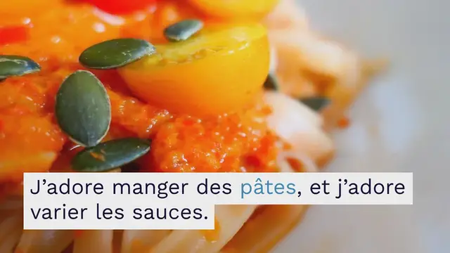 Video thumbnail for Pâtes aux poivrons grillés et tomates cerises (vegan)