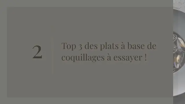 Video thumbnail for TOP 3 DES PLATS À BASE DE COQUILLAGES À ESSAYER !
