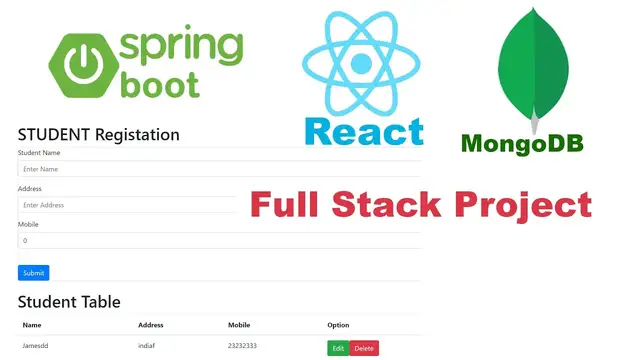Video thumbnail for Spring boot with React MongoDB database Full Stack Project