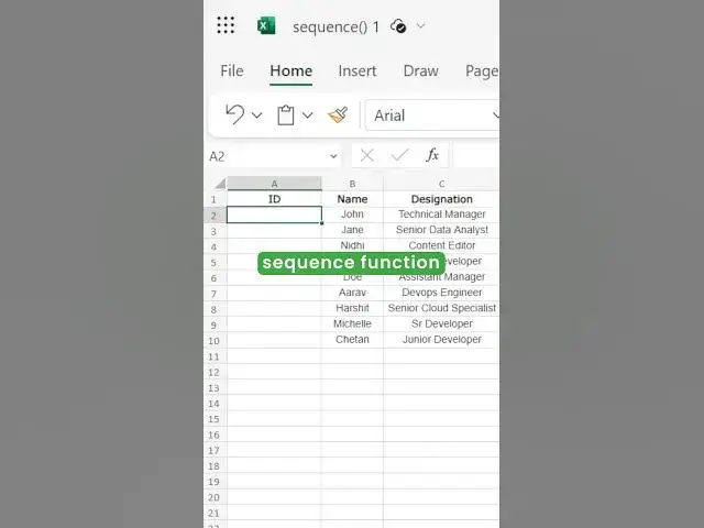 Video thumbnail for How to create automatic and dynamic number list in Excel? (Sequence Function) #shorts #excel