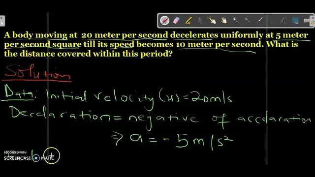 Video thumbnail for Understanding Uniform Deceleration: Distance Calculation Example