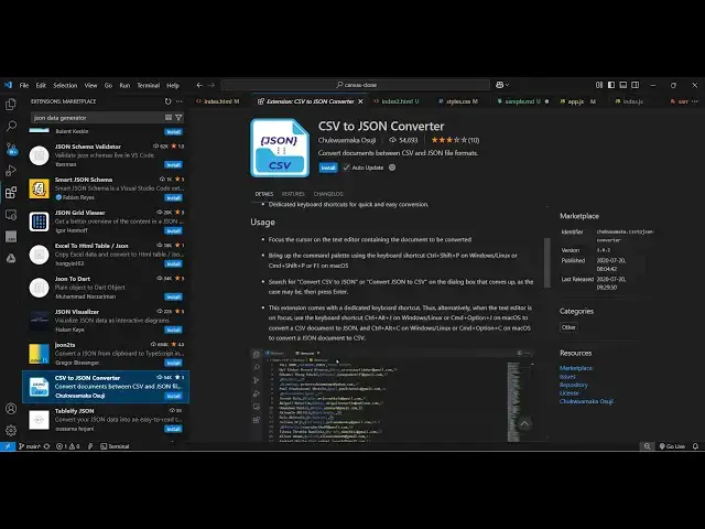 Video thumbnail for VS Code Hack One Click CSV to JSON Conversion Made Easy