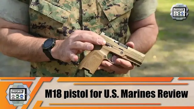 'Video thumbnail for Review Sig Sauer M17 for US Army and M18 for U.S. Marines 9mm pistol modular handgun'