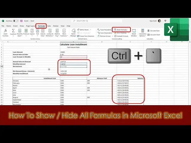 Video thumbnail for How To Show or Hide Formulas in Microsoft Excel Worksheets Tutorial
