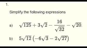 Video thumbnail for Simplify Expressions with Square Roots - Grade 11