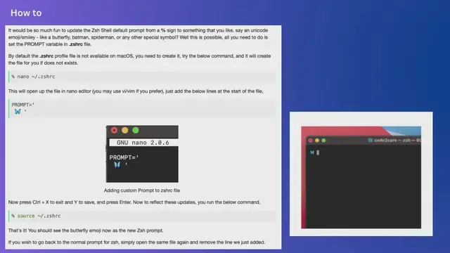 Video thumbnail for How to set an emoji as Zsh terminal prompt in macOS