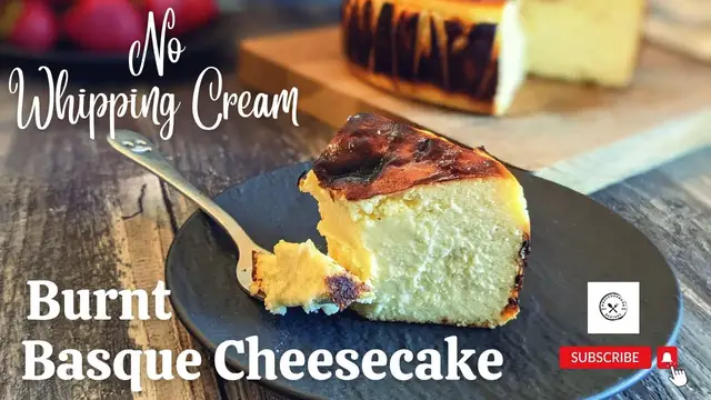 Video thumbnail for THE BEST Basque Burnt Cheesecake - without heavy cream & no mixer