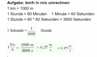 Video thumbnail for Physik: km/h in m/s umrechnen