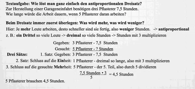 Video thumbnail for Textaufgabe Dreisatz antiproportional