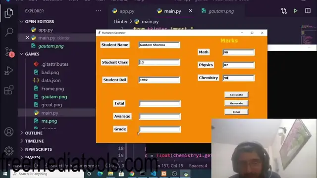 Video thumbnail for Python 3 Tkinter Marksheet Generator Script For School and College Students and Save it as PNG Image