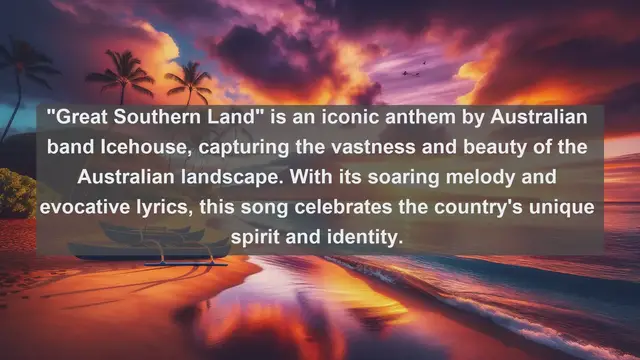 Video thumbnail for Discover Australia's Musical Beauty: Top 10 Most Beautiful Songs You Must Hear!