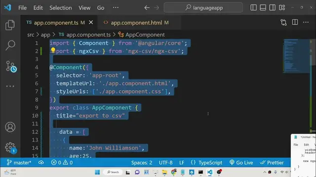Video thumbnail for Angular 14 ngx-csv Example to Export JSON Data to CSV File & Download it inside Browser Using TS
