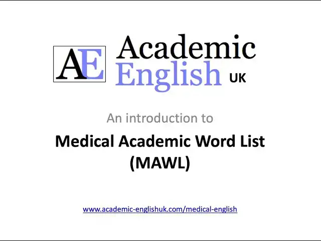 Video thumbnail for Introduction to the Medical Academic Word List (MAWL) & exercises - Medical English