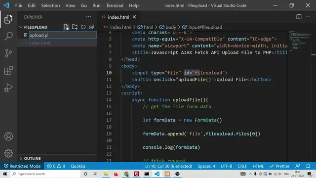 Video thumbnail for Javascript Project to Upload File to PHP 7 Server Using FormData & Fetch API in AJAX
