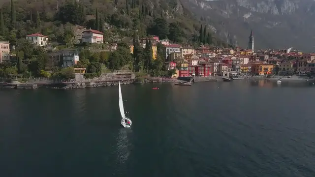 'Video thumbnail for A Boat Sailing in Lake Como near Varenna Village'