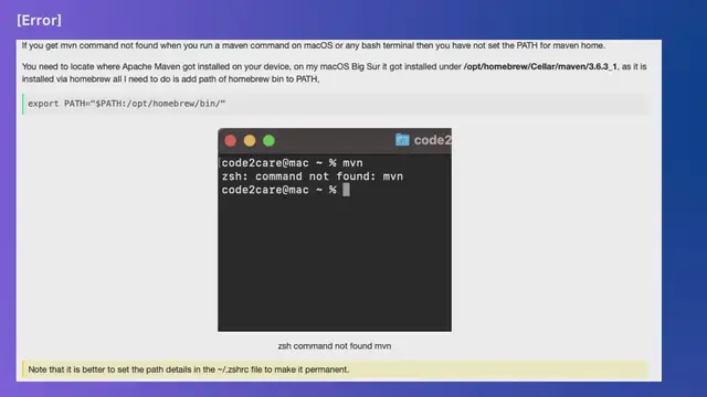 Video thumbnail for [Error] zsh command not found mvn