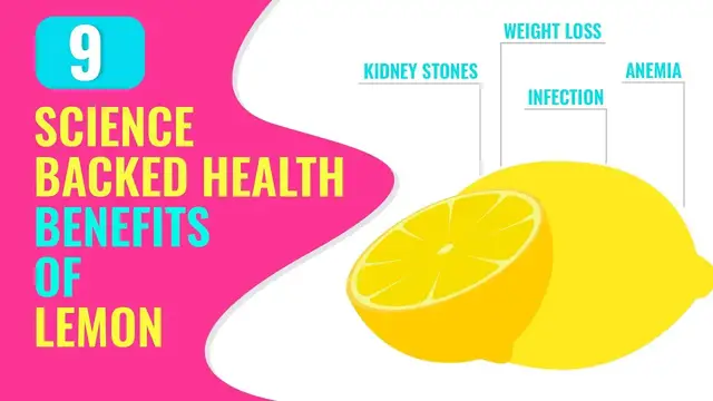 Video thumbnail for 9 Science-Backed Health Benefits of Lemon | Weight loss, Kidney Stones & Many More