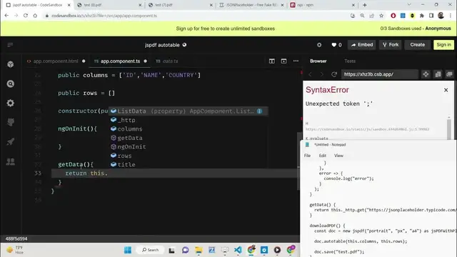 Video thumbnail for Angular 14 jsPDF Autotable Project to Export REST API JSONPlaceholder HTML5 Table to PDF Document