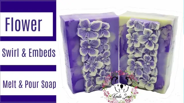 'Video thumbnail for Flower Embeds and Melt and Pour Swirl Soap Tutorial Using Melt and Pour Soap Silicone Mold'