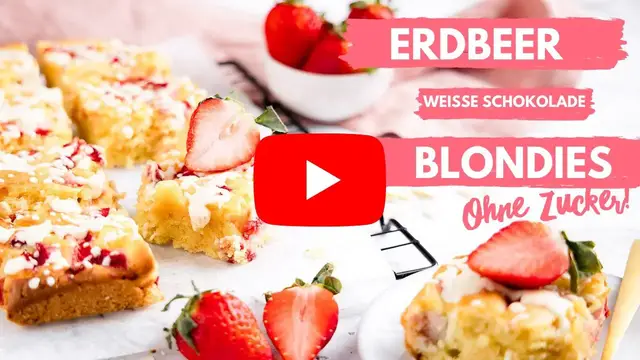 Video thumbnail for Erdbeer Blondies ohne Zucker Soulfood LowCarberia