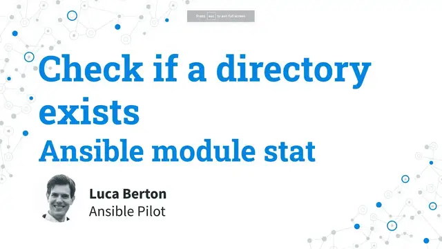 Video thumbnail for Check if a directory exists - Ansible module stat