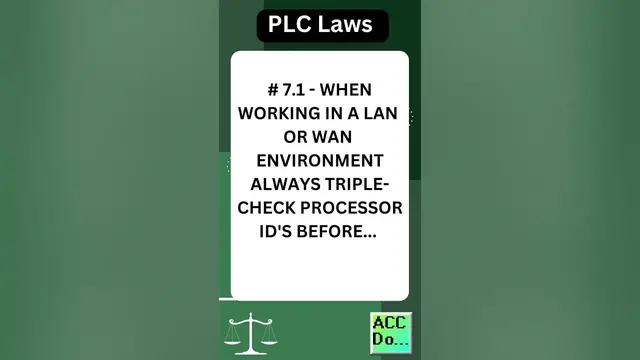 Video thumbnail for PLC Laws #7.1 - WHEN WORKING IN A LAN OR WAN