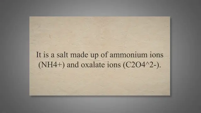 Video thumbnail for Ammonium Oxalate, Formula, Molar Mass, Solution and Properties