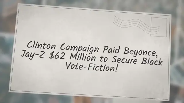 Video thumbnail for Clinton Campaign Paid Beyonce, Jay-Z $62 Million to Secure Black Vote-Fiction!