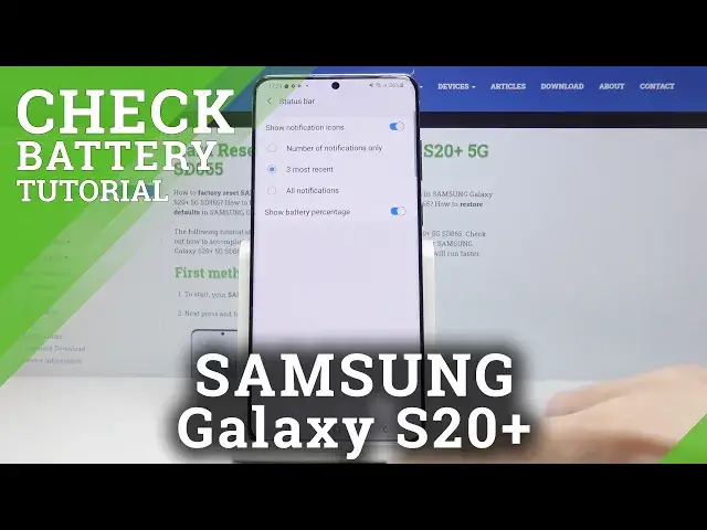 'Video thumbnail for How to Show Battery Percentage on SAMSUNG Galaxy S20+ - Enable Battery Info'