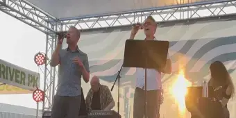 'Video thumbnail for Exclusive: Anthony Rapp & Adam Pascal Reunite at Broadway By the Boardwalk'