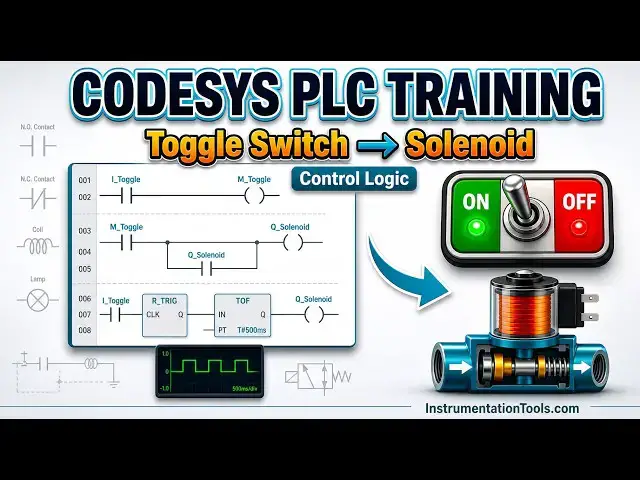 Video thumbnail for CODESYS PLC Training | Toggle Switch and Solenoid Control Logic