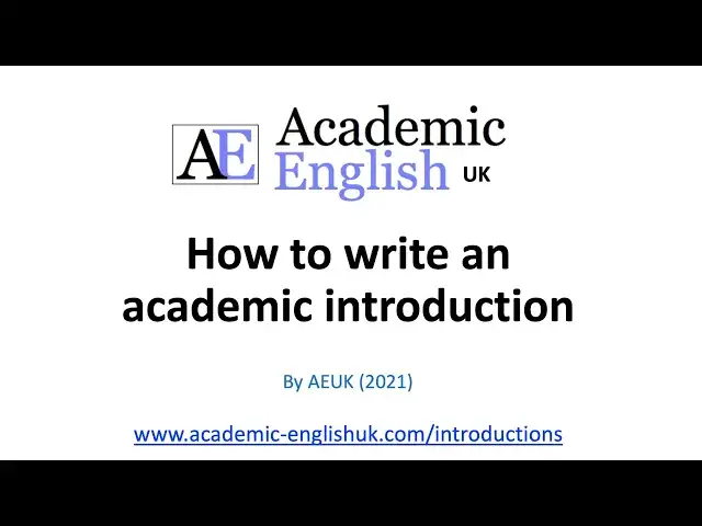 Video thumbnail for How to write an academic introduction