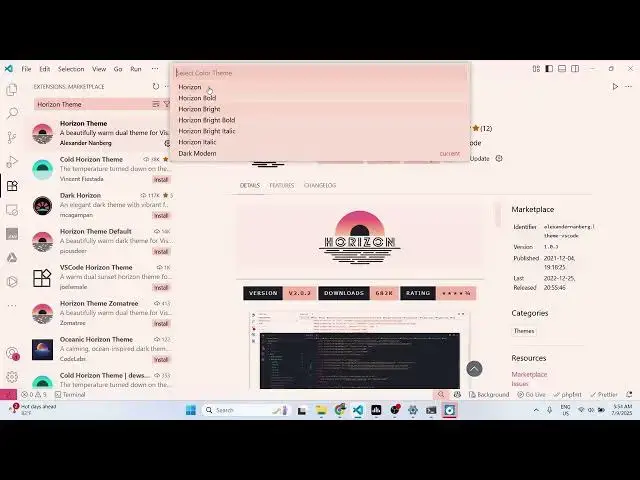 Video thumbnail for VSCode IDE Horizon Theme Example Video