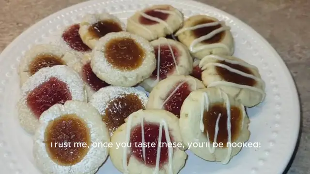 Video thumbnail for Raspberry Cheesecake Thumbprint Cookies