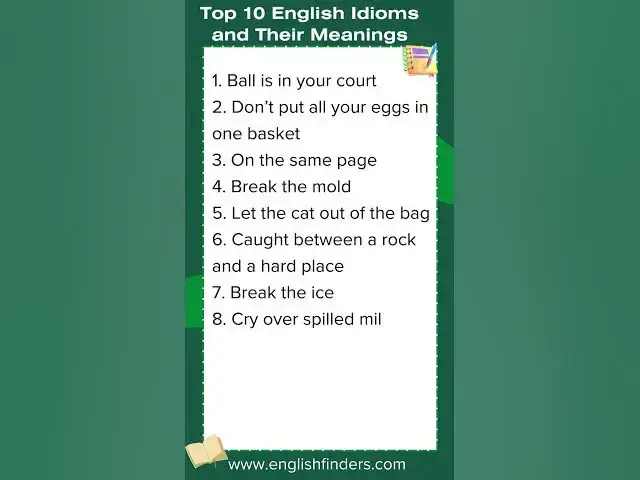 'Video thumbnail for Top 10 English Idioms and Their Meanings'