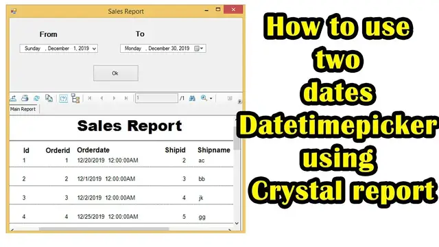 Video thumbnail for How to use  two  dates  Datetimepicker  using  Crystal report