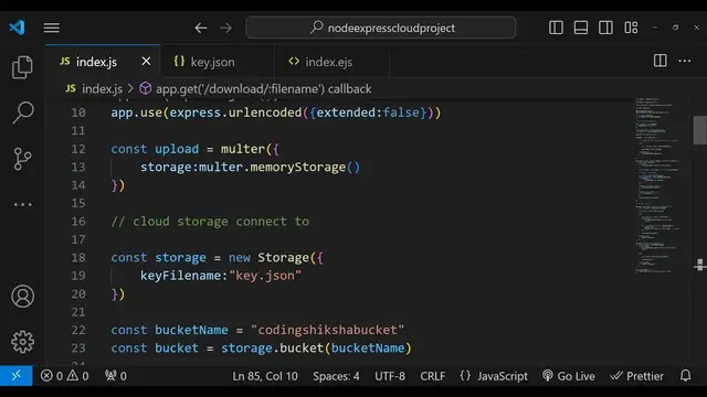 Video thumbnail for Node.js Express Project to Upload,Download,Read & Delete Files to Google Cloud Storage Bucket in JS