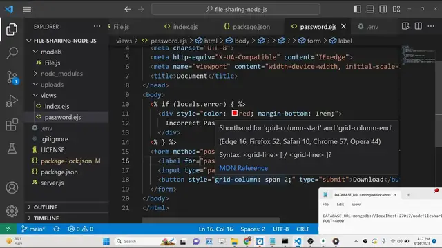 Video thumbnail for Node.js Express Project to Build Password Protected File Sharing Web App Using MongoDB & EJS