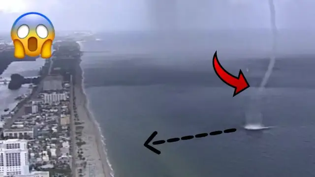 'Video thumbnail for Massive Waterspout🌪️ hits Hollywood Beach, Miami | Woman knocked over and several fleeing scene.😱'