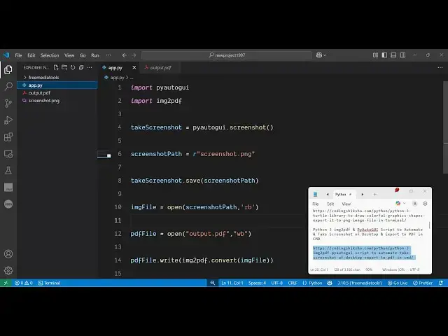 Video thumbnail for Python 3 img2pdf & PyAutoGUI Script to Automate & Take Screenshot of Desktop & Export to PDF in CMD