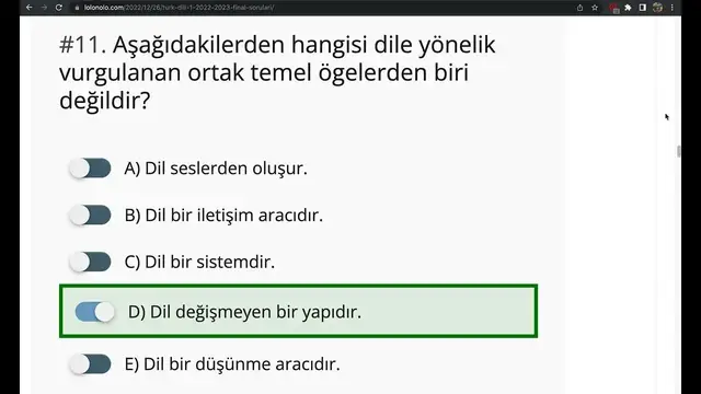 Video thumbnail for Türk Dili 1 2022 Final Soruları