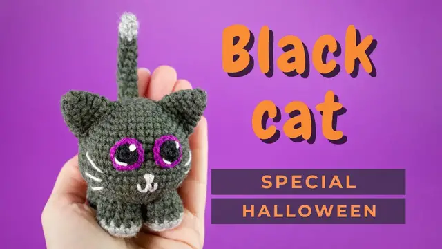 Video thumbnail for Halloween crochet toy - Black cat amigurumi pattern