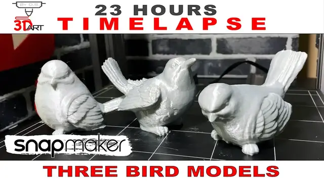 'Video thumbnail for 3D Print: Three Bird Models for Garden, Time Lapse Snapmaker 2.0 A350'