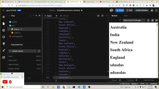 Video thumbnail for React.js simple-reveal Example to Implement Smooth Scrolling Animation for Lists & Arrays in Browser