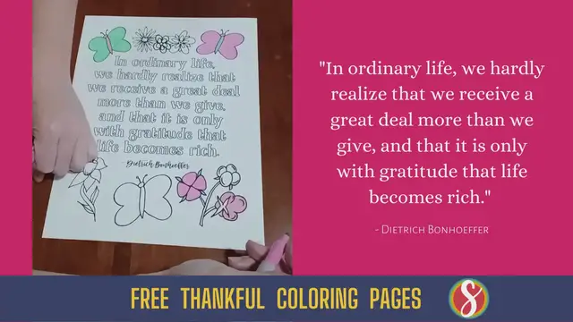 Video thumbnail for Thankful Dietrich Bonhoeffer quote free coloring page