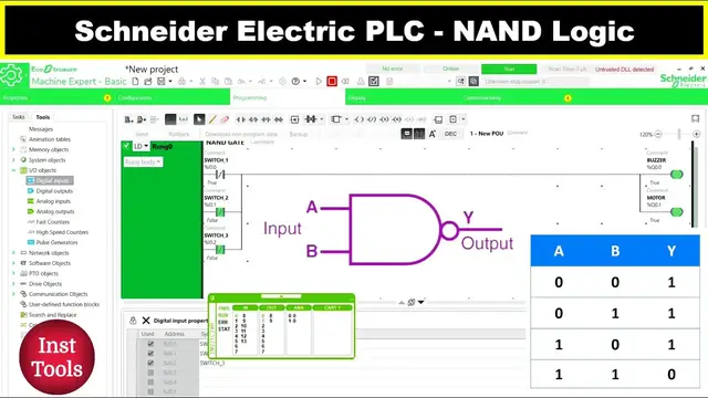Video thumbnail for Schneider Electric PLC Tutorials - NAND Logic Gate in PLC