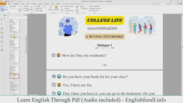 Video thumbnail for English Conversation About COLLEGE LIFE - BUYING TEXTBOOKS