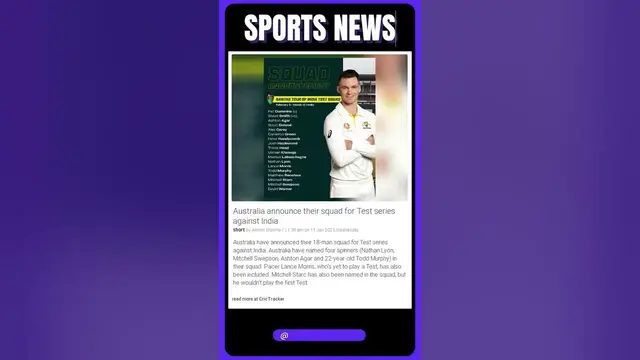 'Video thumbnail for Aussies Ready to Take on India: Check out Australia's Squad for the Upcoming Test Series! | #sports'