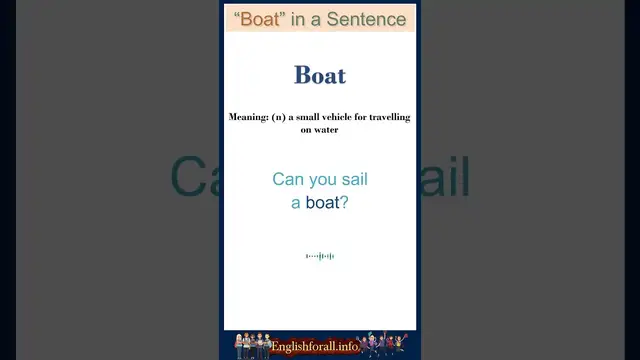 Video thumbnail for Boat meaning | Boat in a Sentence | Most common words in English #shorts